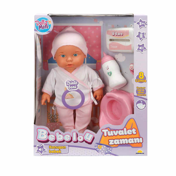 Bebelou Tuvalet Zamanı Sesli Bebek Seti 35 cm.