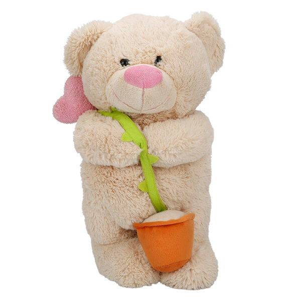 Kalp Çiçekli Peluş Ayı 50 cm