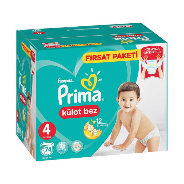 Prima 74'lü Külot Bebek Bezi Maxi 4 Beden 9-15 Kg Fırsat Paketi
