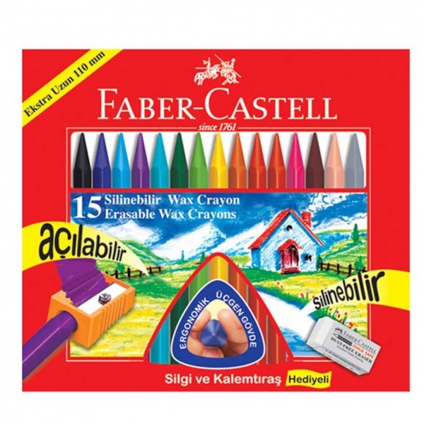 Faber Castell Silinebilir Wax Crayon Mum Boya 15 Renk 